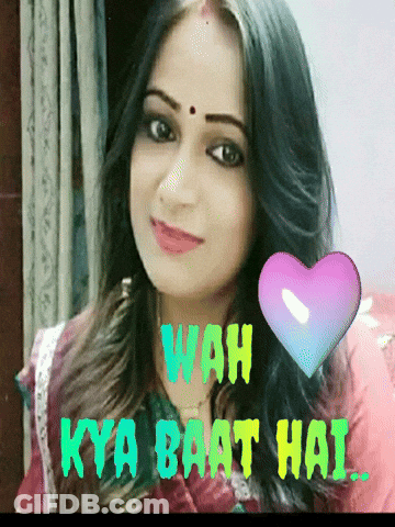 A Woman With A Heart And The Words Wah Kya Baat Hai On Her Face GIF