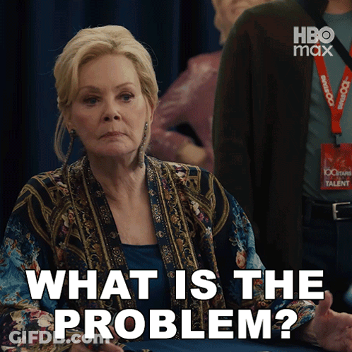 A Woman With A Lanyard That Says 100 Years Talent Is Asking What Is The Problem GIF