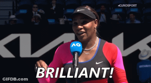 A Woman With A Microphone Says Brilliant In Front Of A Eurosport Sign GIF