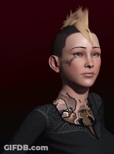 A Woman With A Mohawk Is Smiling And Making A Peace Sign GIF