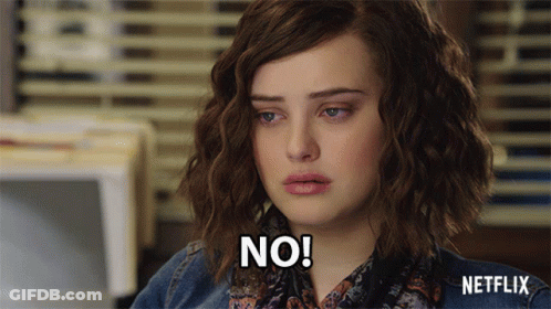 A Woman With A Netflix Logo On Her Shirt Says No GIF