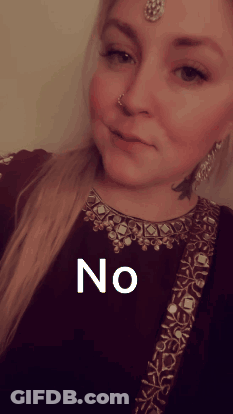 Woman With Nose Ring Wearing Maroon Dress Saying No GIF