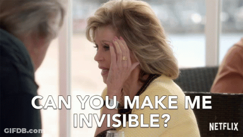 A Woman With A Ring On Her Finger Is Talking To A Man And Says " Can You Make Me Invisible " GIF