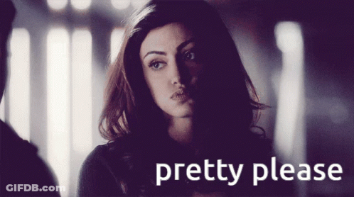 A Woman With A Serious Look On Her Face And The Words Pretty Please Below Her GIF