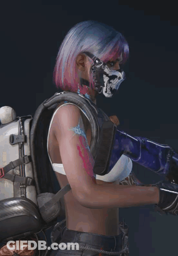 A Woman With A Skull Mask On Her Face GIF