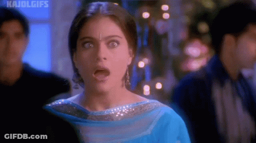 A Woman With A Surprised Look On Her Face And The Words Kajolgifs On The Bottom Right GIF