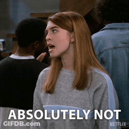 A Woman With A Surprised Look On Her Face Says Absolutely Not GIF