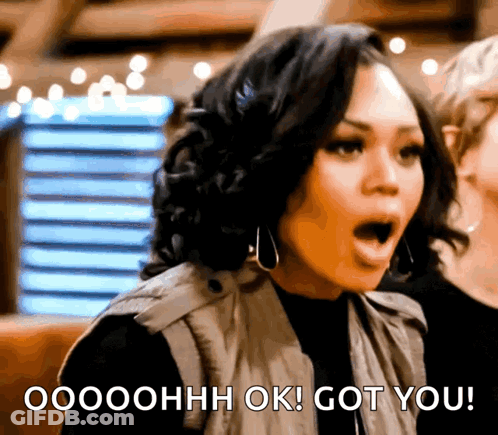 A Woman With A Surprised Look On Her Face Says " Oooohhhh Ok ! Got You " GIF