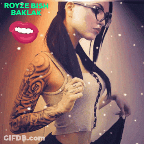 A Woman With A Tattoo On Her Arm Has The Name Royze Ish Baklak On The Bottom GIF