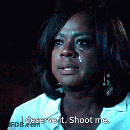 A Woman With A Tear Running Down Her Face Says I Deserve It Shoot Me GIF