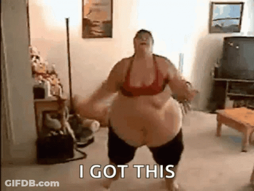 A Woman With A Very Large Belly Is Dancing In A Living Room And Says I Got This . GIF