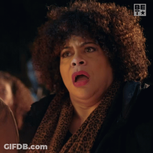 A Woman With An Afro And A Scarf Says Oh Hell No GIF