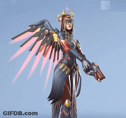 A Woman With Angel Wings Holding A Gun GIF
