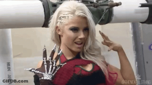 A Woman With Blonde Hair And A Skeleton Costume Is Standing Next To A Pipe . GIF