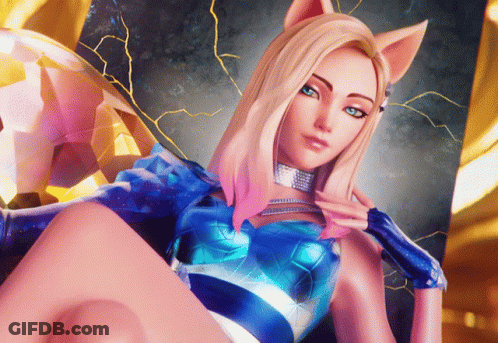 A Woman With Blonde Hair And Blue Eyes Is Wearing A Blue Top GIF