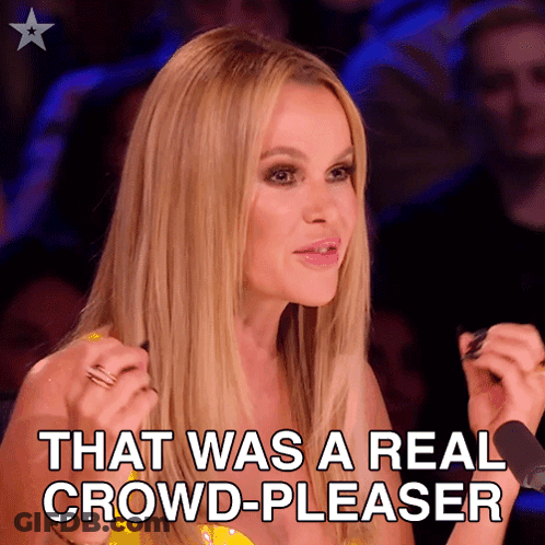 Blonde Woman Says That Was A Crowd-Pleaser GIF