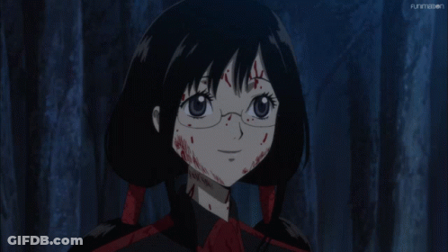 A Woman With Blood On Her Face Is Being Touched By A Hand And The Words Funimation Are Visible In The Corner GIF