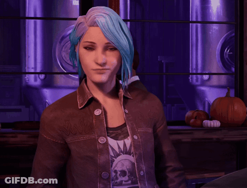 A Woman With Blue Hair Is Wearing A Shirt That Says Rock N ' Roll GIF