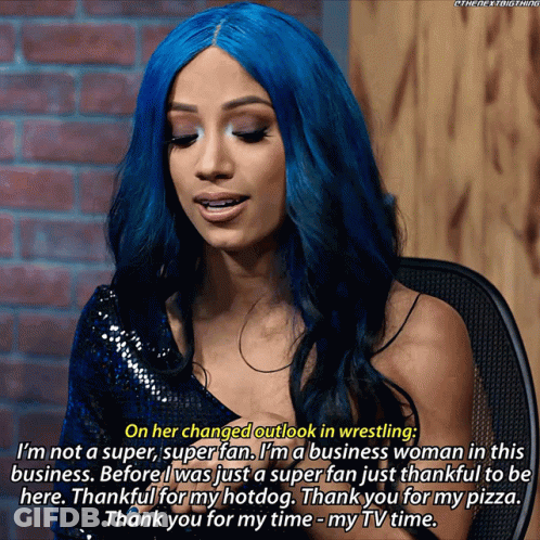 A Woman With Blue Hair Talks About Her Changed Outlook In Wrestling GIF