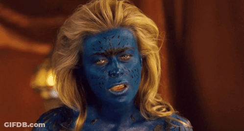 A Woman With Blue Paint On Her Face GIF