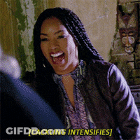 A Woman With Braids Is Laughing With The Words Cackling Intensifies Below Her GIF