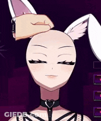 A Woman With Bunny Ears Is Being Touched By A Hand GIF
