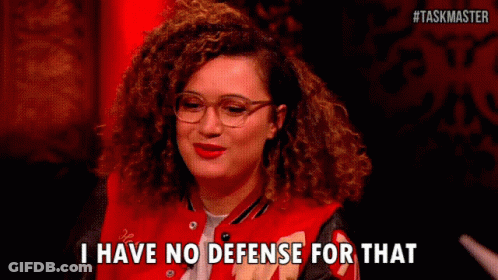 A Woman With Curly Hair And Glasses Says I Have No Defense For That GIF