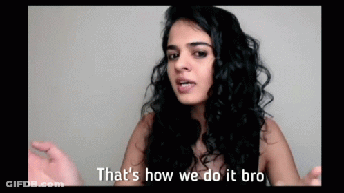 A Woman With Curly Hair Is Talking About How We Do It Bro GIF