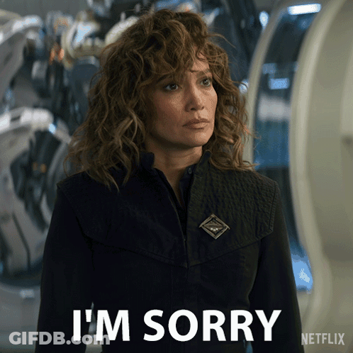Woman With Curly Hair Saying Im Sorry In Netflix Ad GIF