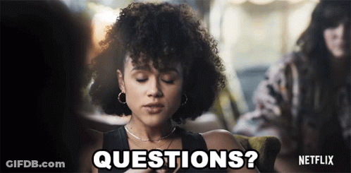 A Woman With Curly Hair Says " Questions " In A Netflix Advertisement GIF