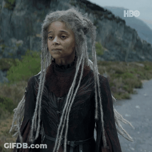 A Woman With Dreadlocks And A Hbo Logo On The Bottom Right GIF