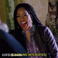 A Woman With Dreadlocks Is Laughing And Saying Cackling Intensifies GIF