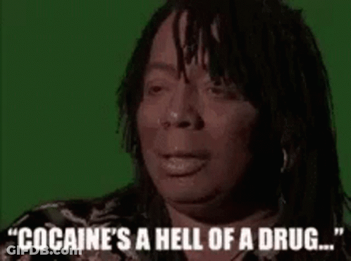 A Woman With Dreadlocks Is Saying `` Cocaine 'S A Hell Of A Drug ... '' GIF