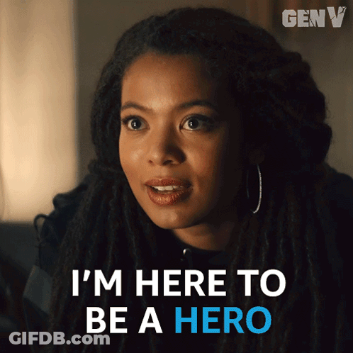 A Woman With Dreadlocks Is Saying " I 'M Here To Be A Hero " GIF