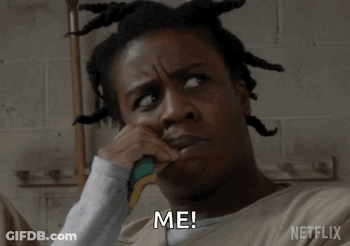 A Woman With Dreadlocks Is Saying Me In A Netflix Ad GIF