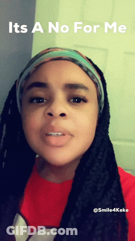 A Woman With Dreadlocks Is Wearing A Headband And A Red Shirt With The Words It 'S A No For Me GIF