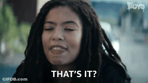 A Woman With Dreadlocks Says That 'S It In Front Of The Boys Logo GIF