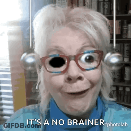 A Woman With Glasses And A Black Eye Says It 'S A No Brainer #Photolab GIF