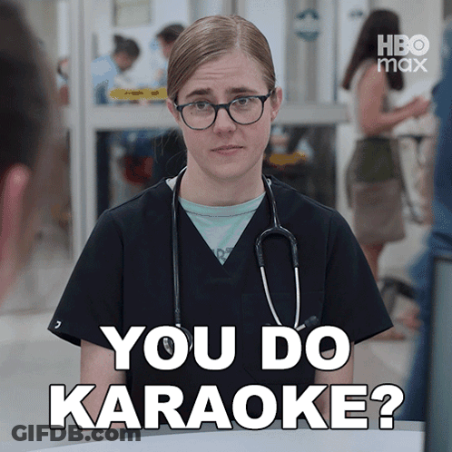 A Woman With Glasses And A Stethoscope Around Her Neck Says " You Do Karaoke " GIF