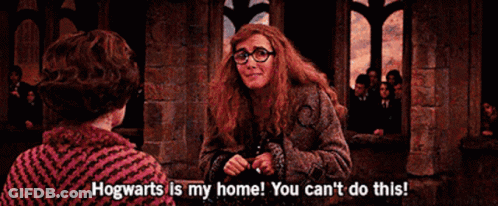 A Woman With Glasses Says Hogwarts Is My Home You Can 'T Do This GIF