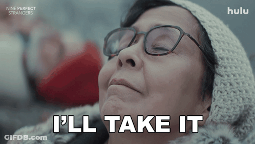 A Woman With Glasses Says " I 'Ll Take It " GIF