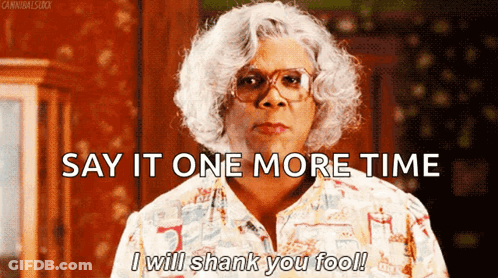 A Woman With Glasses Says " Say It One More Time " GIF