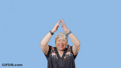 A Woman With Her Arms Outstretched And The Words Happy National Sticker Day Behind Her GIF