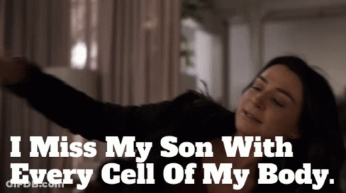 A Woman With Her Arms Outstretched And The Words " I Miss My Son With Every Cell Of My Body " GIF