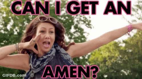 A Woman With Her Arms Outstretched Is Asking Can I Get An Amen GIF