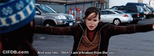 A Woman With Her Arms Outstretched Says " And Was Like " GIF