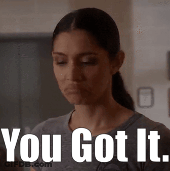 A Woman With Her Eyes Closed And The Words You Got It Written On Her Face . GIF