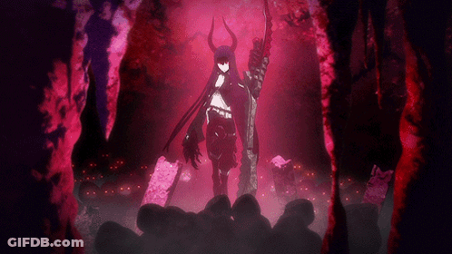 A Woman With Horns Holding A Sword In A Dark Cave GIF