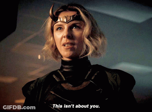 A Woman With Horns On Her Head Is Saying This Isn 'T About You GIF