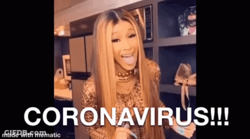 A Woman With Long Blonde Hair Is Holding A Microphone In Her Hand And Says `` Coronavirus '' . GIF